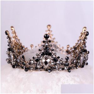 Tiaras nieuwe zwarte prinses hoofddeksel chique bruids tiaras accessoires prachtige kristallen parels bruiloft en kronen 12102 drop del dhgarden dhx3z