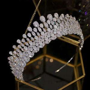 Tiaras nieuwe bruid tiara kristallen hoofdtooi bruiloft haaraccessoires volledige zirkoon kronen hoofdband bruiloft sieraden kronen voor vrouwen z0220