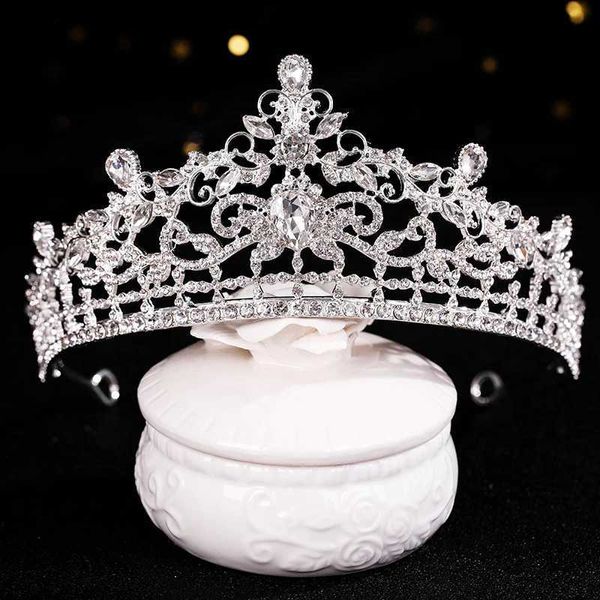 Diadèmes Nouveaux accessoires de cheveux de mariage de luxe rose strass cristal perle couronne à la main diadème mariée couronne accessoires de cheveux reine diadème Y240318