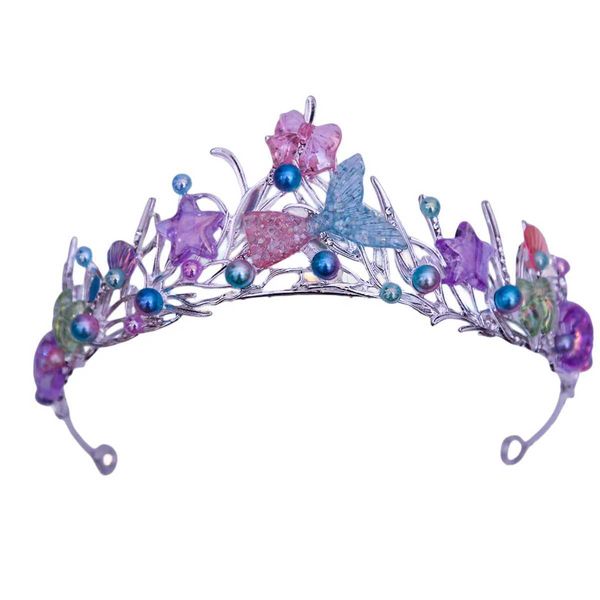 Tiaras Princess Ocean Style Fish Tail Shell Starfisf Flower Tiara Crown Femmes Girls Elegant Hair Dress Party Accessoires