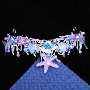 Tiaras Princess Ocean Style Shell Starfish Flower Tiara Crown Femmes Adultes Girls Elegant Hair Dress Arever Party Party Accessoires