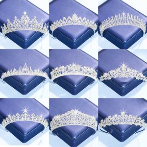 Tiaras Silver Color Crystal Rhinestone Crown en Tiara Bridal Wedding Hair Accessories For Women Wedding Accessoires Bridal Tiara Crown Z0220