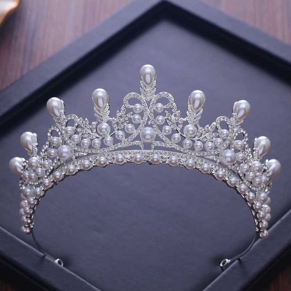 Diadèmes Diadèmes et couronnes de luxe CZ perle princesse concours de fiançailles accessoires de cheveux de mariage pour bijoux de mariée couronne de cristal brillant Z0220