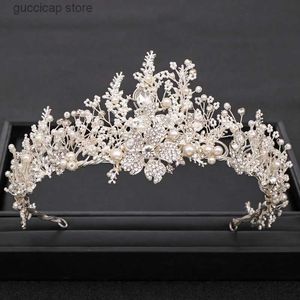 Diadèmes à la mode couronne de mariage à la main baroque strass perle cristal bandeau accessoires de cheveux de mariage couronne de mariée accessoires de cheveux Y240319