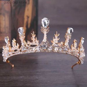 Diadèmes Accessoires de cheveux de mariage à la mode Or Strass Perle Cristal Bandeau Couronne Coiffure De Mariée Reine Couronne De Mariée Couronne De Mariage Y240319