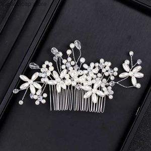 Tiara's Trendy Bruiloft Haarkam tiara Parelblad Haar Wijnstok Bruidshoofddeksel Goud Handgemaakte Bruid Haarsieraden Bruiloft Haaraccessoires Y240320