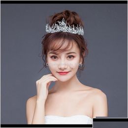 Tiaras US Warehouse Bridal Headbands Tiara Crown met strass en simuleerde Pearl Headpiece sieraden haar Accessoires voor vrouwen MZL Dr Dhvyi