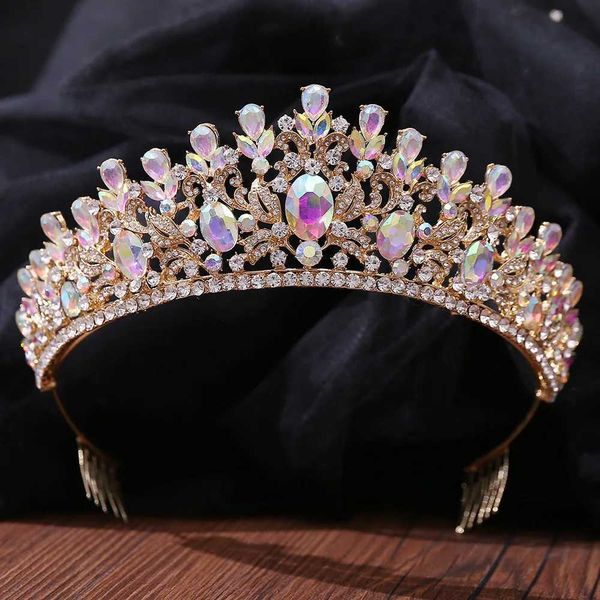 Tiaras vintage baroque ab cristal accessoires de cheveux de mariage de mariage ramionnage diadème de mariée et couronnes femmes filles princesse bijoux