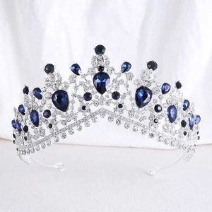 Tiaras vintage baroque bleu foncé cristal couronne accessoires de cheveux nuptiale