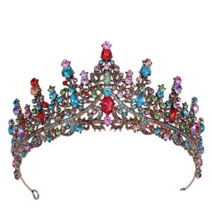 Tiaras Vintage Princesa Colorf Cristal Rhinestone Piedra Corona Boda Para Mujer Traje Nupcial Accesorios Para el Cabello Drop Delivery Jewelr Dh7Jy