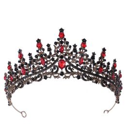 Tiaras Vintage Retro Negro Cristal Corona Reina Rhinestone Tiara Novia Boda Fiesta Halloween Joyería Accesorios para el cabello Tocado Dro Dhy1Y