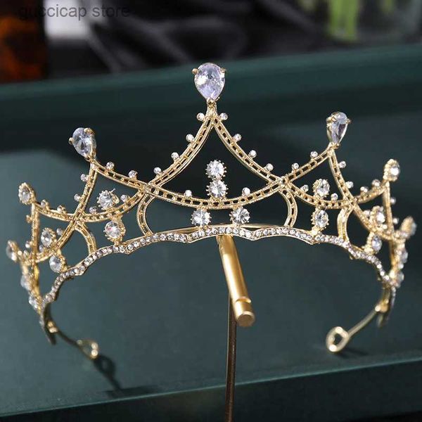 Diadèmes robe de mariée accessoires de cheveux populaires or strass couronne alliage cheveux cerceau accessoires de cheveux de mariage baroque rétro couronne Y240319