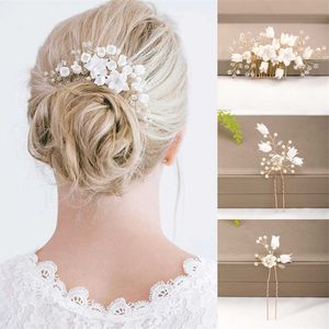 Tiaras Wedding Flower Crystal Pearl Hair Comb Hairpin Headband For Women Bride Party Queen Wedding Bridal Hair Accessories Jewelry Gift R230306