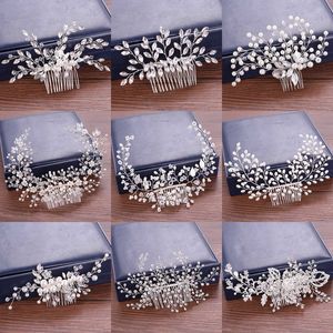 Tiaras Wedding Hair Accessories Hair Combs Pearl Bridal's Tiaras Rhinestone Women Accessoires Bloem- en Pearl Hair Comb Head -ornamenten Z0220