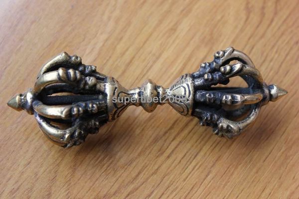 Laiton tibétain antique bouddhiste Dorje Vajra fait à la main au Népal 10,5 cm hommes Vajra S156