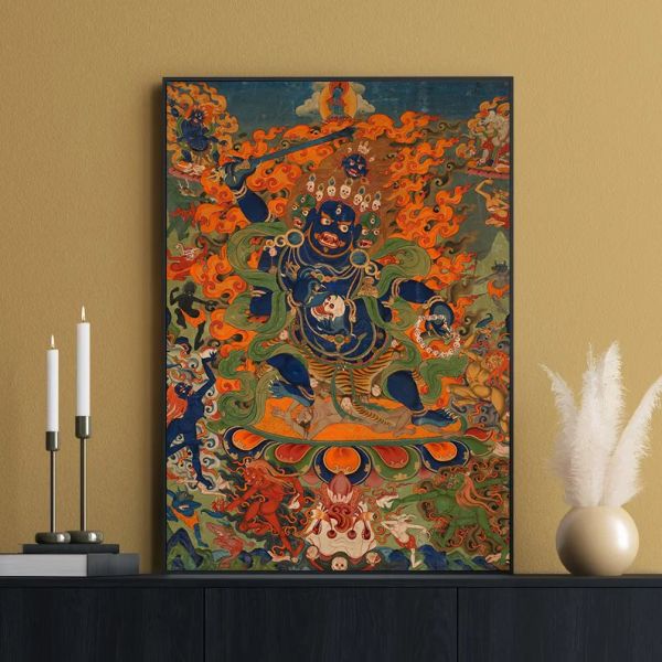 Bouddhiste tibétain Mahakala Bouddha Shakyamuni Affiche religieuse et imprimés Toile peinture murale Mall Art Pictures Home Room Decor Gift