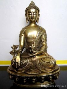 Statue en bronze de bouddha de la médecine bouddhiste tibétaine