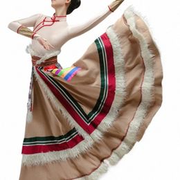 Trajes de danza tibetana para mujer, falda de práctica de examen de arte, ropa de ejercicio Examinati de gran grado de oscilación A54s #