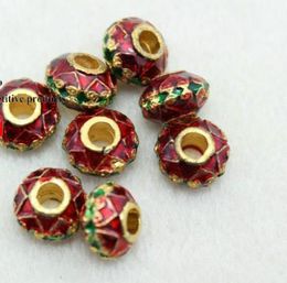 Distanziatore placcato in lega d'argento tibetano rosso Perline distanziatrici perline sciolte Connettori per braccialetti per creazione di gioielli fai-da-te fg4s