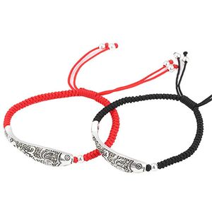 Tibetaanse zilveren kleur vis Lucky Red Rope armband voor vrouwen en mannen verstelbare handgemaakte amulet draad sieraden cadeau 240315