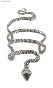 Tibétain Argent Métal Grand Serpent Bracelets pour Femmes Hommes Open Cuff Brassard Bracelets Femme Vintage Gypsy Tribal Indien Bijoux Cadeau L230704