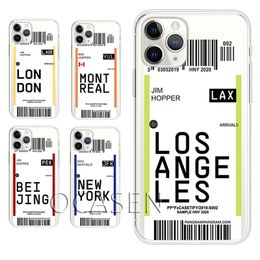 Ticket Boarding Pass City Soft TPU Cajones para el tel￩fono para iPhone 14 13 12 11 Pro MAX XR XS X 8G 7 m￡s Cubierta de caja de protecci￳n anti-ca￭da ultra delgada