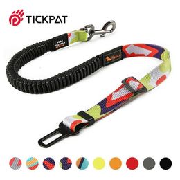 Tickpat Premium Durable Dog Car Seat Belt Moda Ajustable Heavy Duty Pet Dog Safety Belt Elástico para accesorios de vehículos 211006