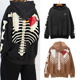 Tide Brand Kapital Hirata Hohiro utilisé motif squelette Hip Hop High Street pull à capuche Et