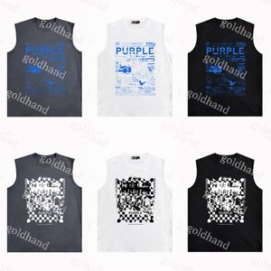 Tide Brand Mens Tanktops Zomer Casual Ademend vest Paarse designer letter T -mouwloos T -shirt