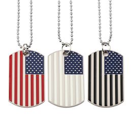 Tide Marque Drapeau National Américain Carte Militaire Armée USA Dog Tag Pendentif Collier Hip Hop Hommes Femmes En Acier Inoxydable 316L Punk Bijoux