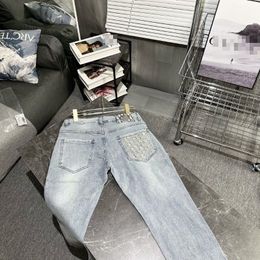 Tide gloednieuwe borduurwerk Trend Society Slim Pants Jeans broek broek met dezelfde broek van negen minuten