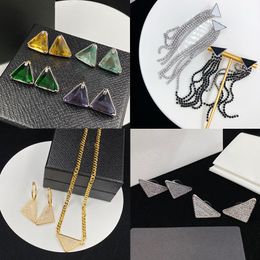 Pendientes de aro de diamantes de marea, collar de oro de lujo, conjunto de joyería de cadena de diseñador, regalo de cumpleaños para amantes, aniversario con caja