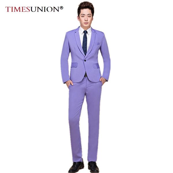 Tide Hommes Costumes De Mariage De Mode Coloré Plus La Taille 5XL Jaune Rose Vert Bleu Violet Costumes Veste Et Pantalon Tuxedos 201106