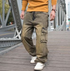 Pantalon de marée hip hop plus taille 42 44 46 jeans à jambes larges hommes de mode pantalon denim en vrac