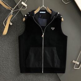 Marée gilet maillot de corps veste automne et hiver marée hommes épaules sans manches veste à capuche veste haut de gamme produits européens nouveau