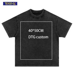 TIDESHEC HIPHOP T -shirt Streetwear DTG Custom Graphics Cotton Men Oversize Harajuku Vintage korte mouwen 240510