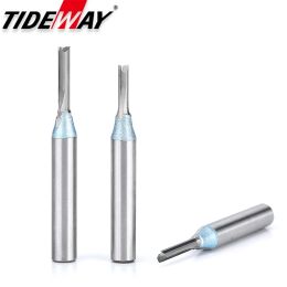 TIDEWAY 1/4 Shank TCT Bits de routeur droit pour MDF Woodworking Futter Moignage Gravure de gravure en carbure CNC Tools Mill