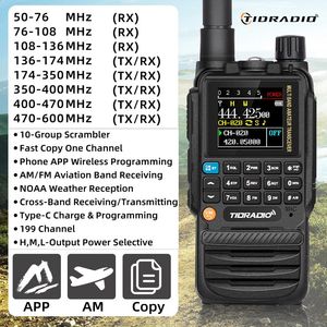 Tidradio H3 Walkie Talkie Phone App Programación inalámbrica Dual PTT Air Band Long Rango Radio USB Typec Cabe Cargo 240326