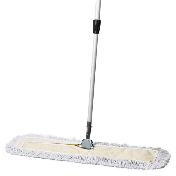 Balayeuse commerciale Tidy Tools, 30 po.Planchers de bois franc, tête anti-poussière réutilisable en coton, poignée extensible, vadrouille sèche industrielle pour le nettoyage des sols