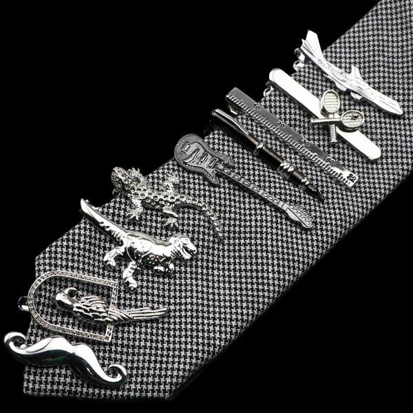 Clip Clips 1 pièce Chrome Clipt à cravate en acier inoxydable Guitare Lézard Dinosaure Bird Sword Straf Clip Tie pour hommes