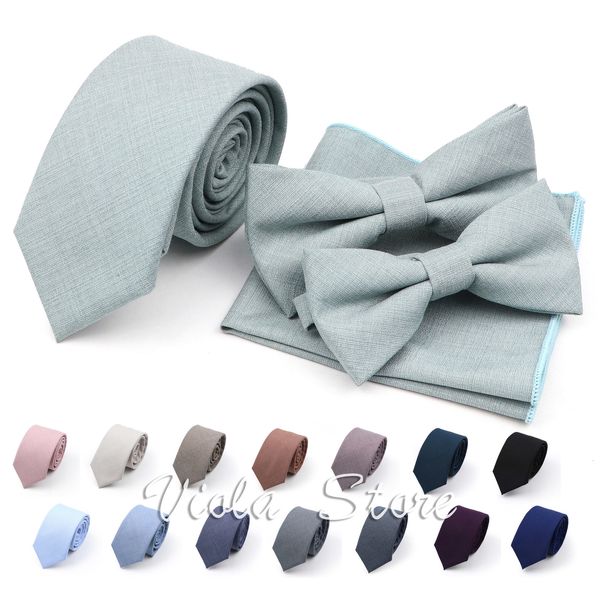 Clips de corbata Fibra de bambú Gris arena Polvoriento Verde Rosa Azul Antiarrugas Sólido 6 cm Bowtie Hankie Set Hombres Traje de niño Cravat Accesorio Top 230704