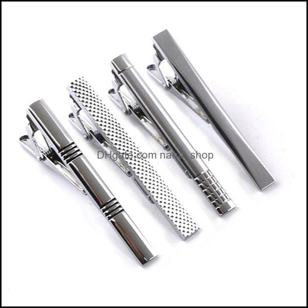 Clips de corbata en blanco Simple Business Suit Tie Clip Bar Sier Tone Metal Neck Tie Clips para hombres Joyería de moda Drop Delivery Gemelos Dh5Vw