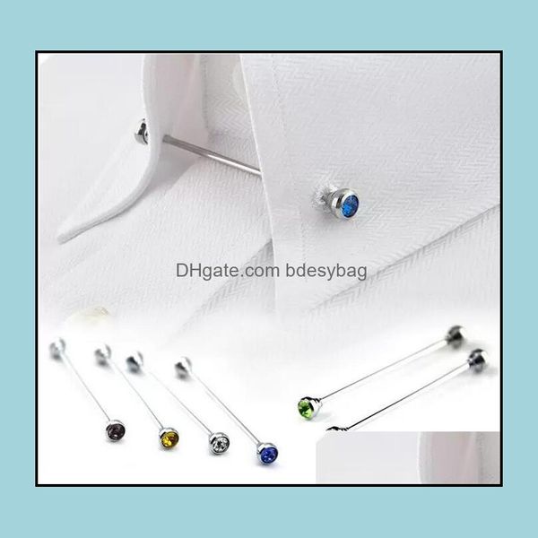 Pinces à cravate boutons de manchette fermoirs punaises bijoux barre de cristal hommes col de chemise épingle cravate cravates pince fermoir broche Barbell revers bâton colliers Buc