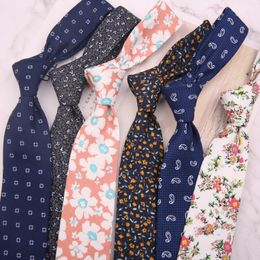 Pinces à cravate mode Style britannique 6 7 CM rétro imprimé fleuri coton cravate pour homme femme décontracté affaires quotidien fête cadeau 230704