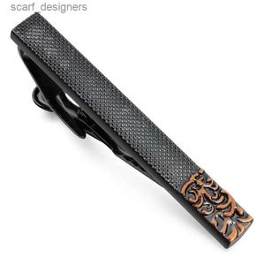 Tie clips Hawson Black Gun With Special Flower Pattern Tie Clip voor mannen Tie Bar voor mannen Business Meeting Tie Bar Clip voor mannen Y240411