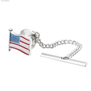 Tie Clips Hawson Gift Tie Tack Tack Silver and Gold Color American Flag High Quality Tack Tack Army Independent Day Souvenir Souvrage gratuit Y240411