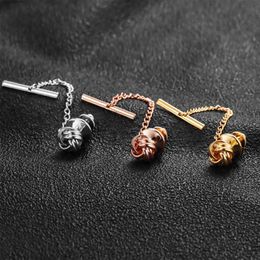 Clip Clips Hawson Metal Knot / Kink Tie Tack avec Pin de garde pour Coldie Gold / Gold Rose / Imitation Rhodium Plated Tie Gift For Men Y240411