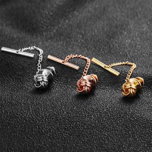 Clip Clips Hawson Metal Knot / Kink Tie Tack avec Pin de garde pour Coldie Gold / Gold Rose / Imitation Rhodium Plated Tie Gift For Men Y240411