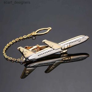 Tie Clips Hot Sale Gold Aircraft Tie Bar voor heren Hoogwaardige Silver Geplaatste pak Clasp Clamp Clam Business Wedding Tie Clips Cufflinks Y240411