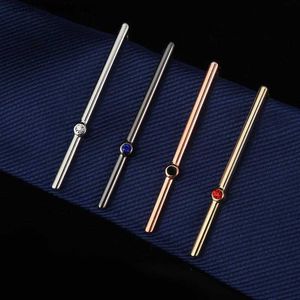 Clip Clips Luxury Mens Zircon Slender Tie Clip Rose Gold Couleur linéaire Crystal New Mens High-Und Fashion Wedding Coldie Y240411